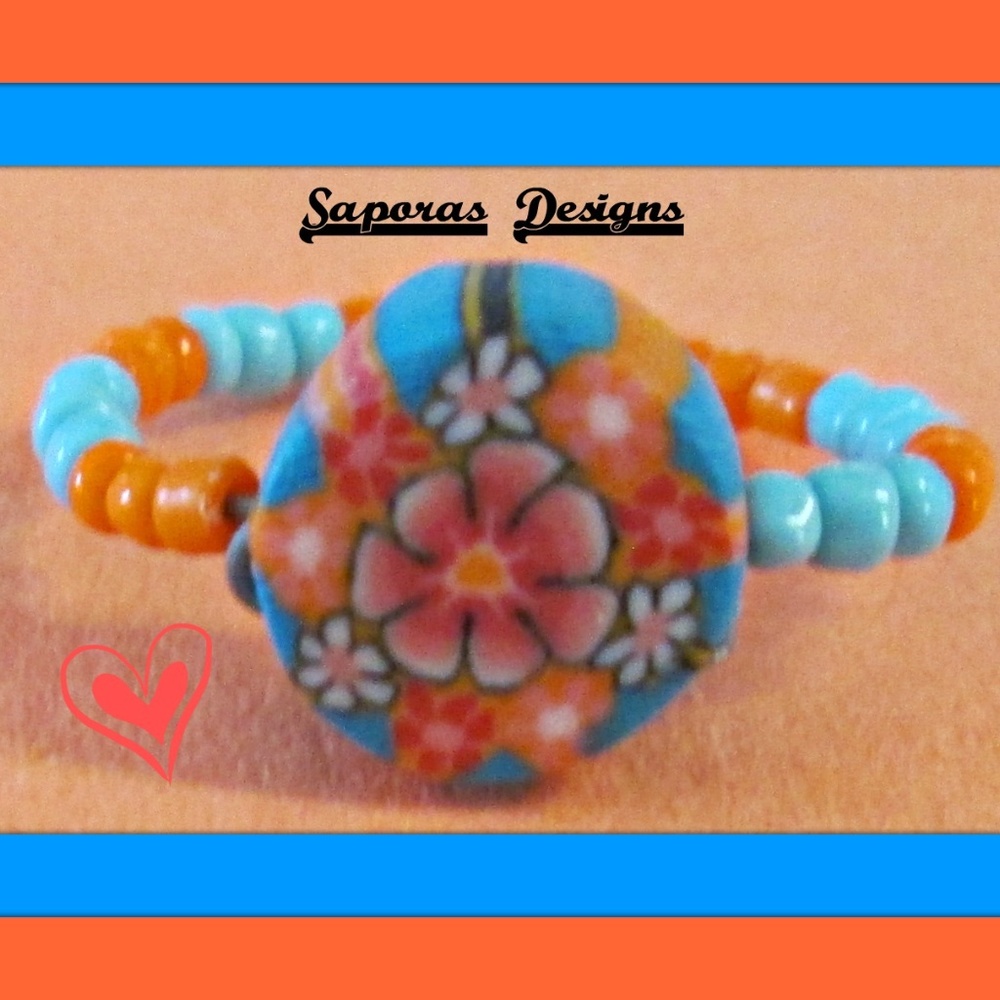 Handmade Beaded Flower Design Ring Size 4 Native